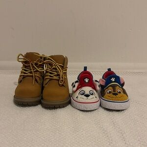 Brown Kids Boots and Character Sneakers